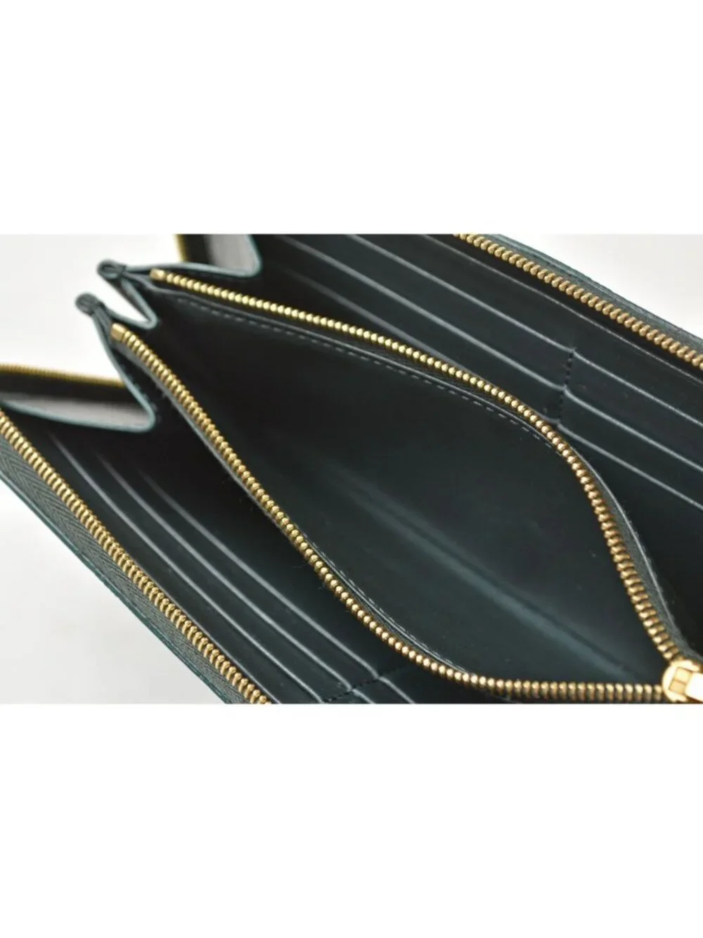 Celine Wallet Amazone Green Triomphe Embossed Large Zip Around Leather